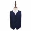 Navy Blue Solid Check Wedding Waistcoat for Boys