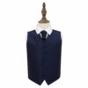 Navy Blue Solid Check Wedding Waistcoat and Cravat Set for Boys