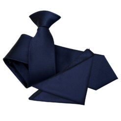 Navy Blue Solid Check Clip On Slim Tie and Pocket Square Set Navy Blue Solid Check Clip On Slim Tie and Pocket Square Set