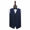 Navy Blue Solid Check Wedding Waistcoat and Bow Tie Set