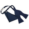 Navy Blue Solid Check Self-Tie Bow Tie and Pocket Square Set