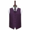 Cadbury Purple Solid Check Wedding Waistcoat and Cravat Set
