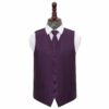 Cadbury Purple Solid Check Wedding Waistcoat And Tie 4pc Set