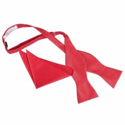 Red Solid Check Self-Tie Bow Tie and Pocket Square Set