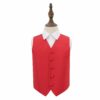 Red Solid Check Wedding Waistcoat for Boys