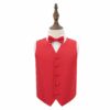 Red Solid Check Wedding Waistcoat and Bow Tie Set for Boys