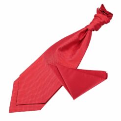 Red Solid Check Wedding Cravat and Pocket Square Set