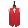 Red Solid Check Wedding Waistcoat and Bow Tie 4pc Set