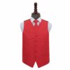 Red Solid Check Wedding Waistcoat and Tie Set