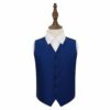 Royal Blue Solid Check Wedding Waistcoat for Boys