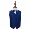 Royal Blue Solid Check Wedding Waistcoat and Bow Tie Set for Boys