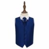 Royal Blue Solid Check Wedding Waistcoat and Cravat Set for Boys