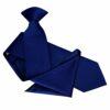 Royal Blue Solid Check Clip On Slim Tie and Pocket Square Set