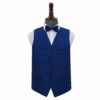 Royal Blue Solid Check Wedding Waistcoat and Bow Tie Set