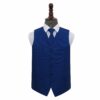 Royal Blue Solid Check Wedding Waistcoat and Tie Set
