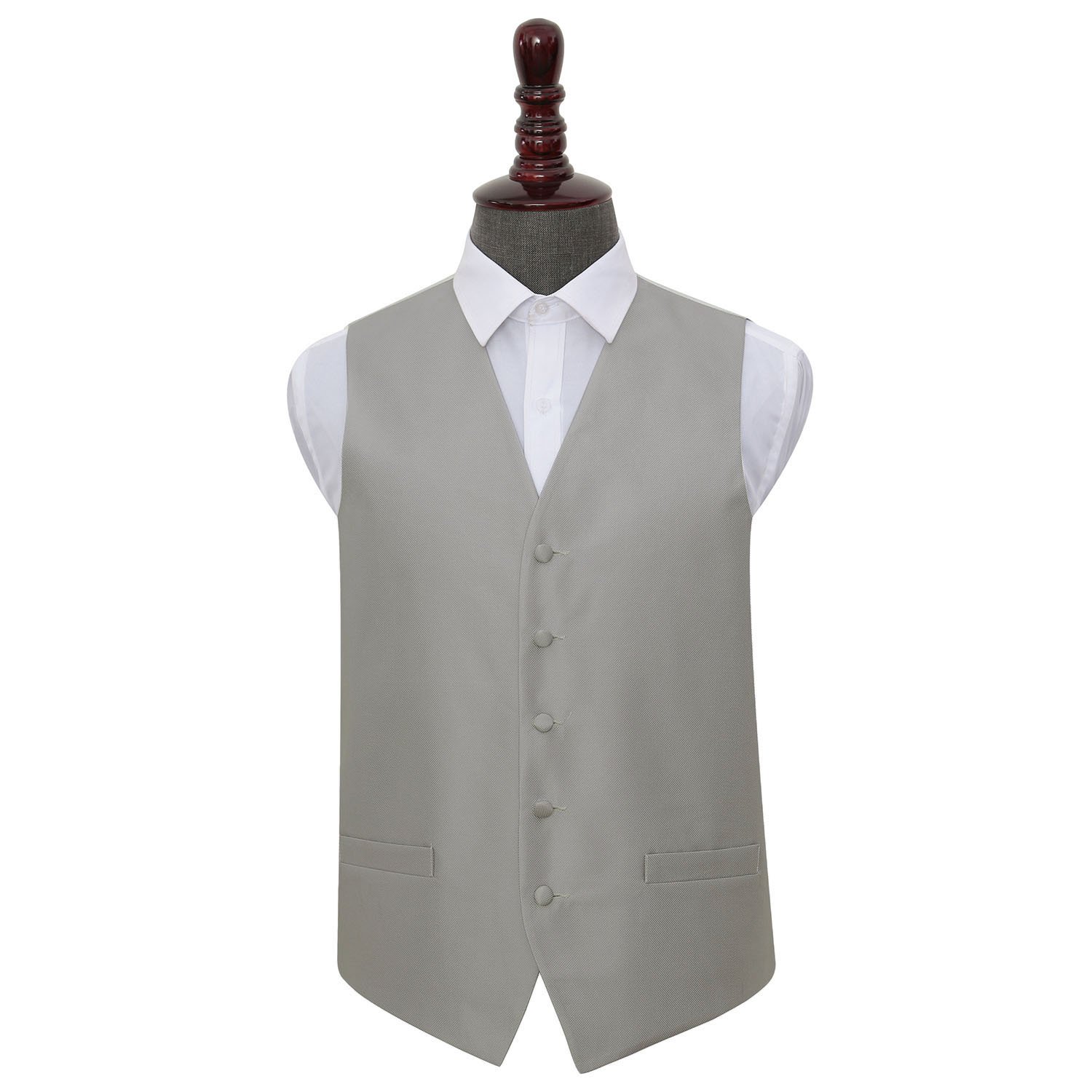 Solid Check Silver Wedding Waistcoat