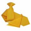 Sunflower Gold Solid Check Clip On Slim Tie and Pocket Square Set