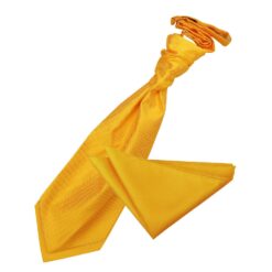 Sunflower Gold Solid Check Wedding Cravat and Pocket Square Set