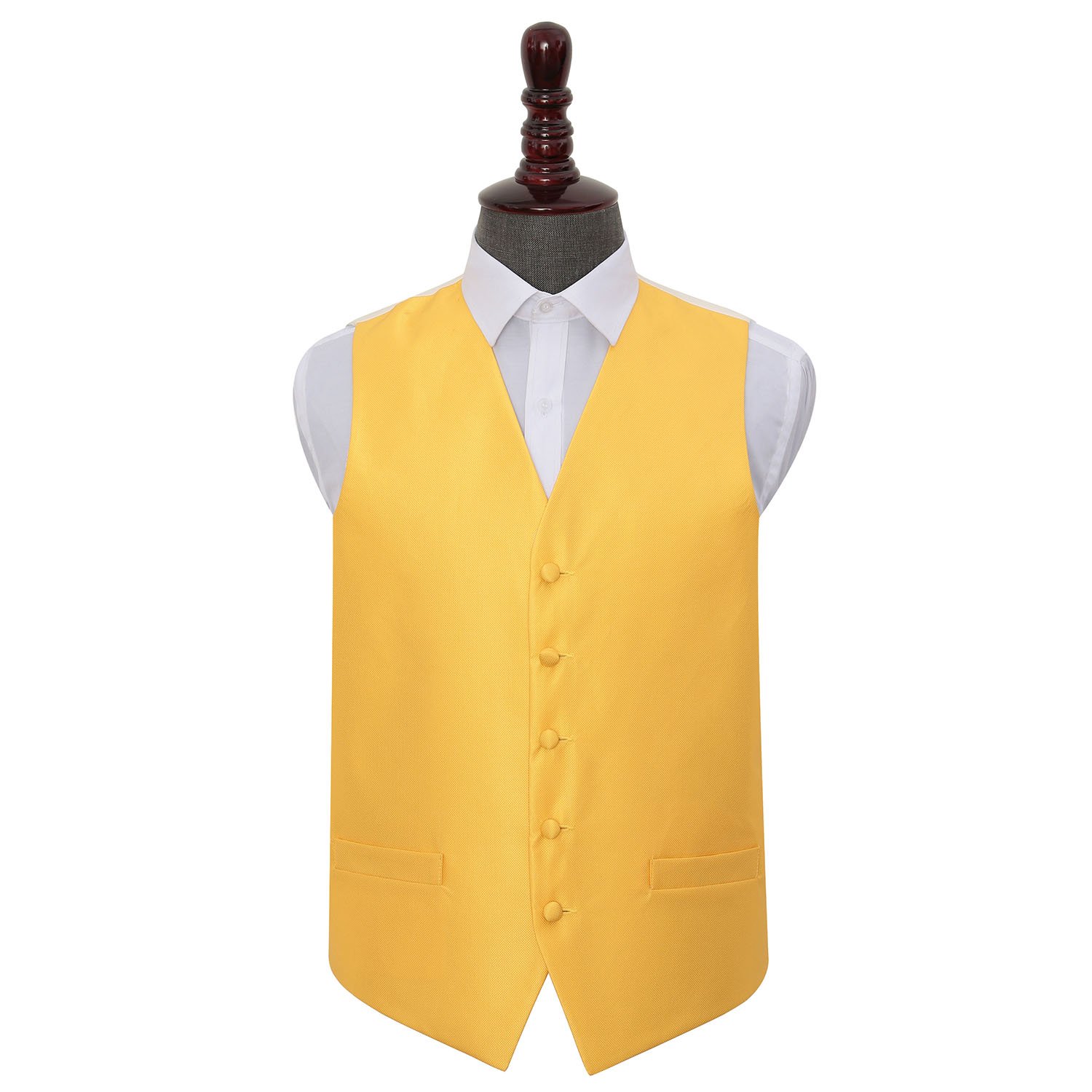 Solid Check Sunflower Gold Wedding Waistcoat
