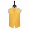 Sunflower Gold Solid Check Wedding Waistcoat and Cravat Set