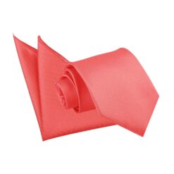 Coral Solid Check Tie and Pocket Square Set Coral Solid Check Tie and Pocket Square Set