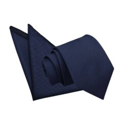 Navy Blue Solid Check Tie and Pocket Square Set Navy Blue Solid Check Tie and Pocket Square Set