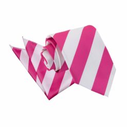 Hot Pink and White Striped Tie and Pocket Square Set Hot Pink and White Striped Tie and Pocket Square Set