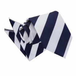 Navy and White Striped Tie and Pocket Square Set