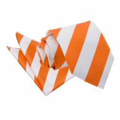 Orange and White Striped Tie and Pocket Square Set
