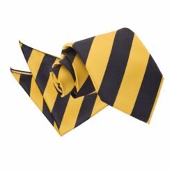 Yellow and Black Striped Tie and Pocket Square Set Yellow and Black Striped Tie and Pocket Square Set