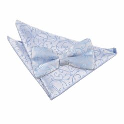 Baby Blue Swirl Bow Tie and Pocket Square Set Baby Blue Swirl Bow Tie and Pocket Square Set
