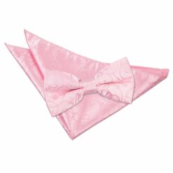 Baby Pink Swirl Bow Tie and Pocket Square Set