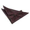 Black and Burgundy Swirl Bow Tie and Pocket Square Set