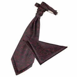 Black and Burgundy Swirl Wedding Cravat and Pocket Square Set