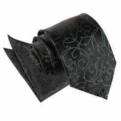 Black and Green Swirl Tie and Pocket Square Set Black and Green Swirl Tie and Pocket Square Set