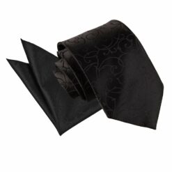 Black Swirl Tie and Pocket Square Set Black Swirl Tie and Pocket Square Set