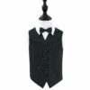 Black and Green Swirl Wedding Waistcoat and Bow Tie Set for Boys