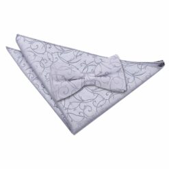 Silver Swirl Bow Tie and Pocket Square Set Silver Swirl Bow Tie and Pocket Square Set