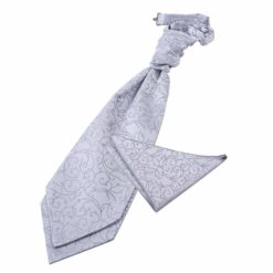 Silver Swirl Wedding Cravat and Pocket Square Set Silver Swirl Wedding Cravat and Pocket Square Set