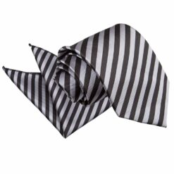 Black and Grey Thin Stripe Tie and Pocket Square Set Black and Grey Thin Stripe Tie and Pocket Square Set