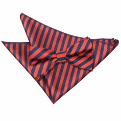 Navy Blue and Red Thin Stripe Bow Tie and Pocket Square Set Navy Blue and Red Thin Stripe Bow Tie and Pocket Square Set