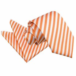 White and Orange Thin Stripe Tie and Pocket Square Set White and Orange Thin Stripe Tie and Pocket Square Set
