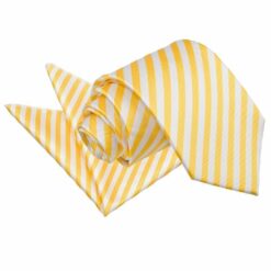 White and Yellow Thin Stripe Tie and Pocket Square Set White and Yellow Thin Stripe Tie and Pocket Square Set