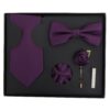 Aubergine Purple Plain Twill Tie 5pc Gift Box Set