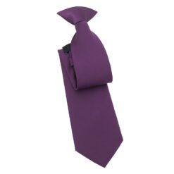 Aubergine Purple Plain Twill Clip On Tie