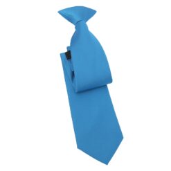 Azure Blue Plain Twill Clip On Tie